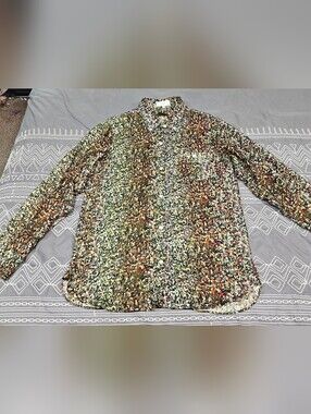 Adam Lippes Abstract Floral Silk Button Down Blouse Size 10